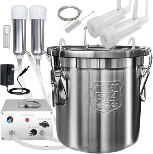 Cow Milking Machine (12L, Classic Model) and Goat Milking Teat Cup Replacement (Tube Included)