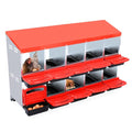 Garvee Chicken Nesting Boxes, 10 Hole Metal Chicken Laying Box with Removable Trays and Roll Out Egg Collection for Chicken Coop, Red - color: red, size: 10 Holes