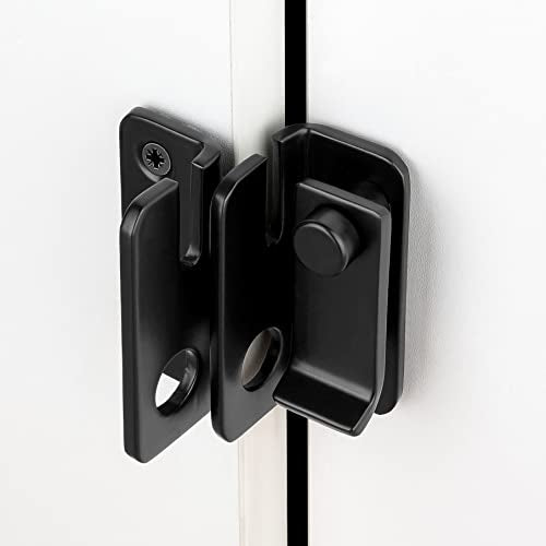 2 Set Black Flip Latches with Padlock Hole，2.36”x2.12”Slide Bolt Latch_R | Stainless Steel Sliding Barn Door Lock ,for bedroom,drawer,Wine Cabinet,cabinet,garage,window,pet enclosures - color: Black Right Open_2 Pack