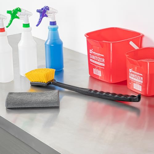 Restaurantware Scrub Brush 4 Count of 20 Inch Long Handled Scrubbing Brush, Ergonomic Design, Stiff Yellow Plastic Bristles, for Commercial Kitchen, Restaurant Or Home - size: 20 1/2"