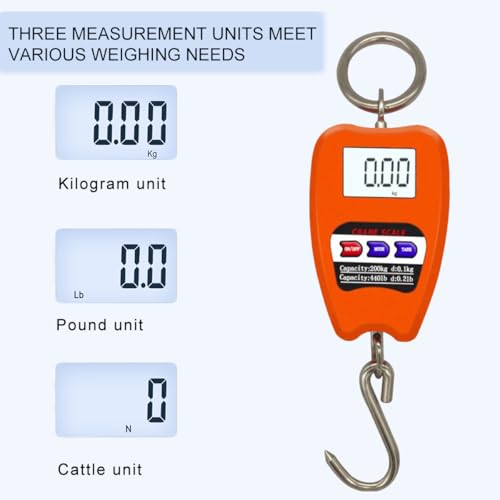 Hanging Weight Scale Industrial Heavy Duty for Farm, Hunting, Bow Draw Weight, Big Fish & Hoyer Lift with Accurate Sensor Digital, Professional (200kg/orange) - color: 200kg/orange