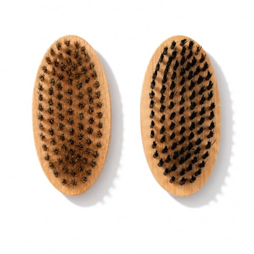 Goat Grooming Brushes, Soft Bristle and Firm Nylon Set, 2 Pack | Wooden Body Brushes, For Goats, Sheep, Calves, Horses, Dogs And Pigs, Face, Leg And Coat Grooming