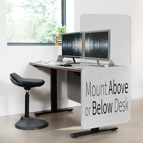 VIVO Gray Clamp-on 108 x 24 in Privacy Panel, PP-3-V108G | Sound Absorbing PET Partition, Office Divider, Clamp Fits 0.4-1.4 in Thick Desktops, 3 Pack, 60 x 24 in (x1), 24 x 24 in (x2) - color: Light Gray, size: 108"