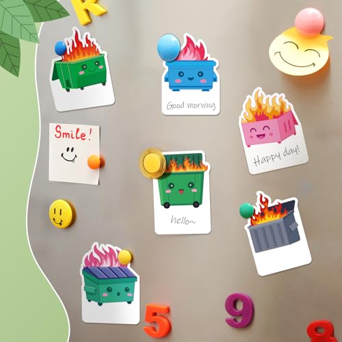 Yinder 24 Pads Fun Sticky Notes Kawaii Dumpster Fire Memo Pad Bulk | Cute Animal Cartoon Designs, Self Adhesive Tabs, Gift for Back to School Veterinary Office, Party Favor Supplies - style: Dumpster