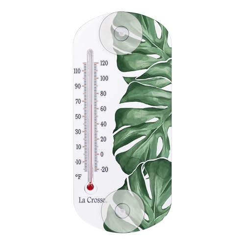 La Crosse 204-1520L 8-inch Analog Capillary Window Thermometer with Monstera - color: Emerald