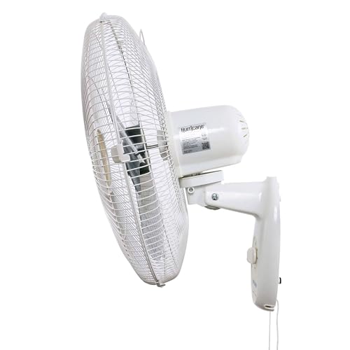 Hurricane Supreme 90-Degree Oscillating Wall Fan, 3 Speeds, White, 18in | Quiet Operation - Wall Mount Indoor Air Cooling Unit with Adjustable Tilt and Pull Cords for Bedroom, Garage, Office, & Home - style: 18" Supreme