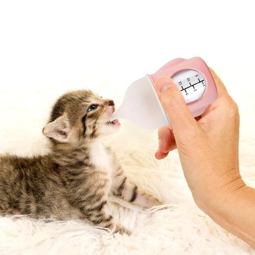 Ergonomic Pet Nursing Bottle,Puppy Bottles for Nursing Puppy Milk - 20ml Slow Flow Kitten Bottle Feeding kit for Newborn Kittens/Puppies/Small Animals, Easy-Clean Silicone Feeder (‌Pink‌) - color: ‌Blush Pink‌
