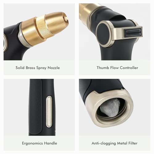 RESTMO Garden Hose Nozzle, Heavy Duty Water Hose Sprayer for Outdoor | Zinc Alloy Metal, Thumb Control, Precise Flow, Adjustable Spray Patterns, Leak-proof, Ideal for Lawn & Plant & Car, Black - color: Black