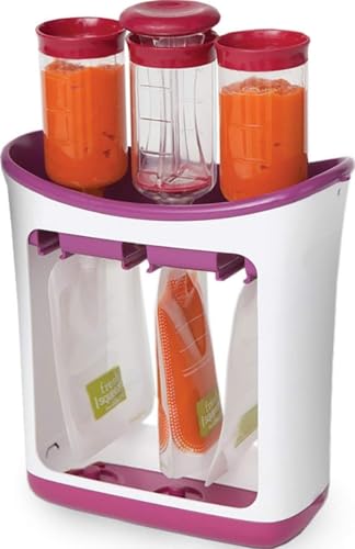 Infantino Squeeze Station, Fills 3 Pouches at Once, Purple | Baby food maker & pouch filler, Easy to use, Dishwasher safe, Homemade baby food essential - style: Squeeze Station Purple