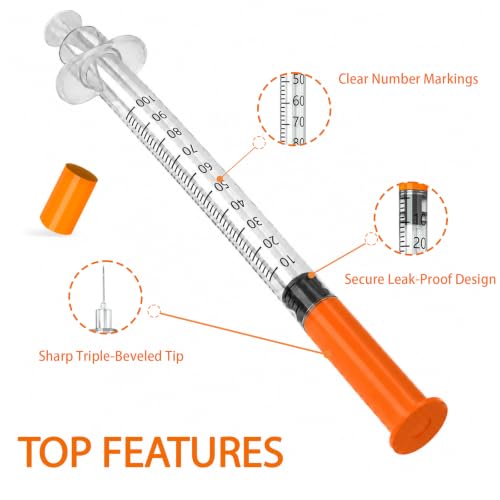 1cc/mL 30G 1/2 (12.7mm) Syringe, Individually Packed, PACK 25. | Fine Tip, Home & Lab Use, Clear Barrel, Bold Scale, Smooth Plunger Movement with back-end stopper, Leak-Proof Design - size: 1mL-30G 1/2"-25
