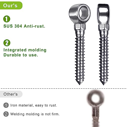 Insaga 304 Stainless Steel Gate Hinges, M16 Wood Gate Hinge, 2pcs Gate Hinge Bolts, One Piece Molded Screw Hook Hinge for Wood Fence, Farm Gate - color: M16 Eye Hinge-2Pcs