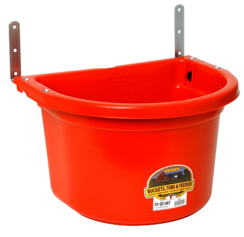 Little Giant® Plastic Fence Feeder | Pig Feeder | Clip On Fence Feeder | Mountable Feed Bucket | 20 Quarts | Red - color: Red, size: 20 Quarts
