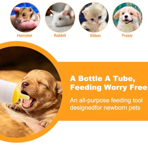Puppies Nursing Nipple with Syringe, Kitten Nursing Kit,Wide Mouth Angled Soft Silicone Feeding Bottles, with Ventilation Valve Resistant Tearing for Puppies,Kittens,Rabbit (Yellow) - color: Yellow, size: Model 2