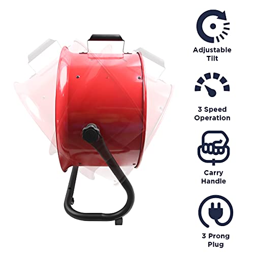Maxx Air 16" High Velocity Turbo Fan with Pivoting Head - Efficient Air Circulation, High-Velocity Drum Fan Ideal for Home, Garage, or Workshop Use, Durable Construction, Easy Assembly