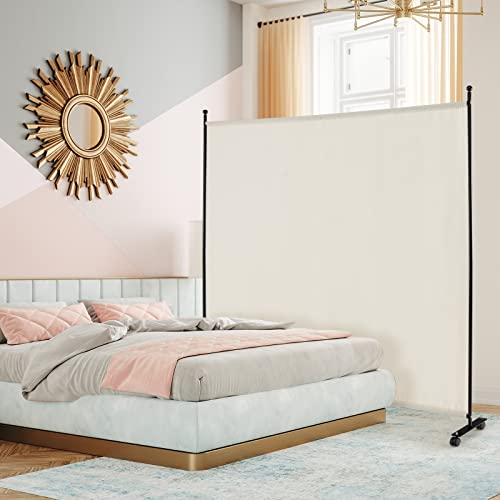 Giantex 73" x 73" Single Panel Room Divider with Wheels, Beige | Mobile Privacy Screen with Lockable Casters, Rolling Fabric Partition Wall for Home, Office, Studio - color: Beige, size: 73''W x 73''H (1 Panel)