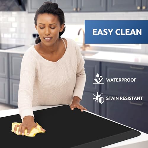0.8" Thick Kitchen Mat Cushioned Anti Fatigue Rug Comfort Floor Mats | Water-Resistant, Non-Slip, Easy to Clean Comfort Floor Mat for Kitchen, Sink & Office, Multiple Colors & Sizes, 54" x 22" - color: Black, size: 54"L x 22"W x 0.8"Th