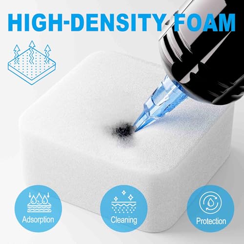 Emalla 20Pcs Dip Foam, Dip Cups Rinse Caps Tip Cleaner Foam Cups with Leakproof Lock Professional Cleaning for Tattoo Supplies