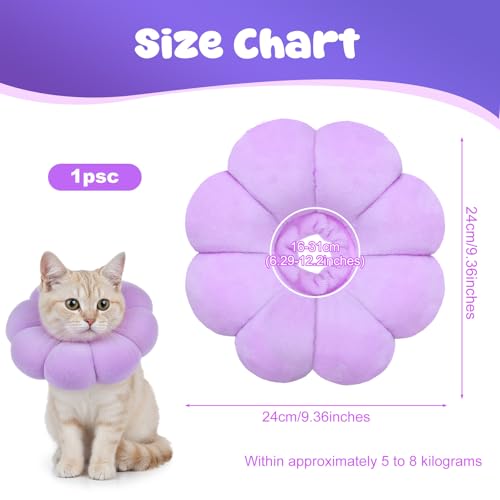 Cat Cone Collar Comfy Flower Style Elizabeth Collar Soft Waterproof Cat Recovery Collars Stop Licking Scratching After Surgery Cute Adjustable Lightweight Kitten Collars for Cats Kittens Small Dogs