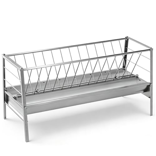 99 Gallons Goat Hay Feeder, 25'' Wide Hay Rack for Goats, Heavy Duty Galvanized Steel Hays Rack, Hays Feeders with 8'' Removable Deep Feeders Pan, Easy Assembly Goat Feeder for Sheep, Cows