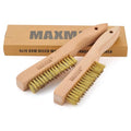 MAXMAN Brass Brush 2Pcs, 10" Soft Brass Bristle Brush, Rust/Weld Cleaner | Heavy Duty Wire Brushes for Cleaning, Anti-slip Long Beechwood Handle, for Metal Rust/Welds, Compact & Sturdy - style: 2Pcs Soft Brass Bristle Brushes
