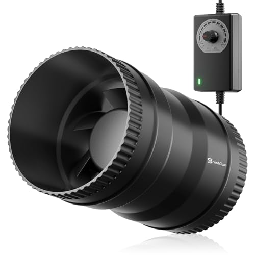 Hon&Guan 4 Inch Inline Booster Duct Fan with Speed Controller - 130 CFM Airflow with 6W Ultra-Low Power and Low Noise - size: 4 Inch