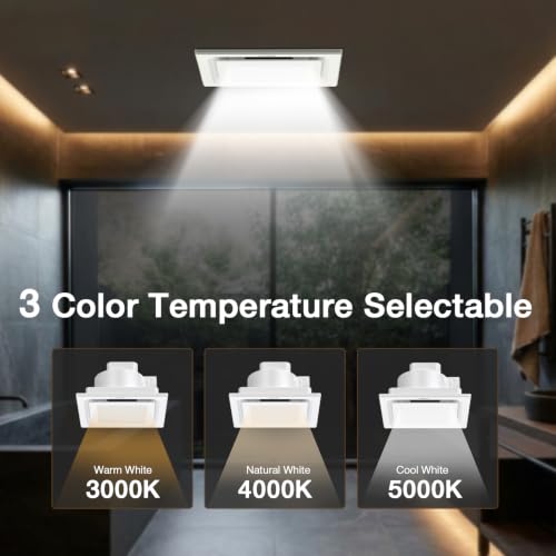 FASDUNT 12" Ultra Quiet Bathroom Exhaust Fan with Light 1.0 Sones | 120 CFM, 10x10 Mount Ceiling Ventilation Fan with 3CCT LED Light, No Attic Access Needed - color: White-3000K, size: 10 Inch