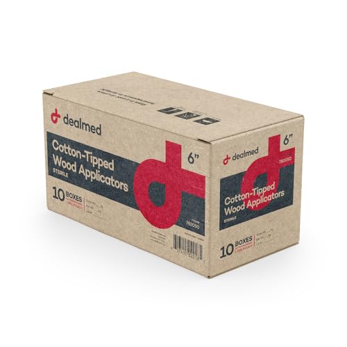 Dealmed 6 in Sterile Cotton-Tipped Applicators - 2000 Count Case | 100% Pure Cotton Tips, Wooden Shafts, Individually Wrapped Pairs, 100 Pouches Per Box, For Medication And Skin Care - size: 6" Sterile (Case of 2,000)