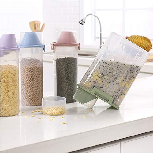 Pet Food Storage Container with Graduated Cup and Seal Buckles Food Dispenser for Dogs Cats (Green) - color: Green