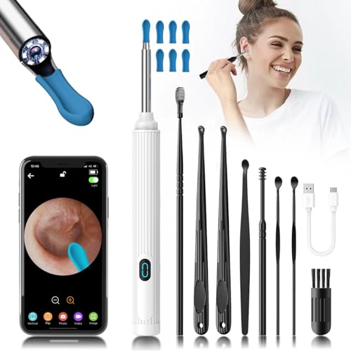 Ear Wax Removal Tool Kit, Ear Cleaner Earwax Removal Kit with Camera and Light, Ear Wax Cleaner with 1080P Ear Camera for iOS & Android(White) - color: Ear Wax Removal White