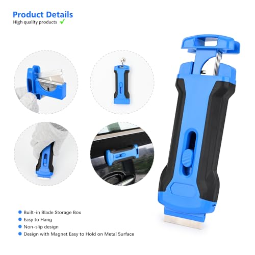 EHDIS 15''-58'' Long Handle Adjustable 4'' Razor Blade Scraper Tool Floor Wallpaper Cooktop Scraper for Cleaning Concrete, Vinyl, Tile,Floors, Walls