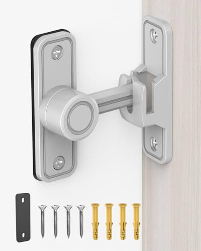 Heavy Duty Gate Latches 90 Degree Right Angle Barn Door Lock, Anti-Theft Sliding Door Lock Latch for Wooden Fence Garden Bathroom Outdoor Garage Window Include Screw (Silver) | Anti-Theft Sliding Door Lock Latch for Wooden Fence, Garden, Bathroom, Outdoor