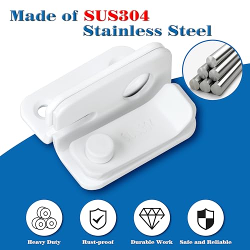 Alise Flip Latch Door Latch Heavy Duty Gate Latch Barn Door Lock,White | SUS 304 Stainless Steel Door Latch Lock for Wooden Fence Shed Barn Chicken Dog Cage Window Cabinet Backyard Garage - color: White, size: Small Size (SUS304 SS)