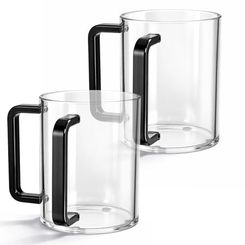 2 Pcs Judaica Hand Washing Cup with Dual Handles 5" Acrylic Clear Negel Vasser Hand Washing Cup for Jewish Ritual Netilat Yadayim Holiday Gifts (Black Handle) - color: Black Handle
