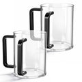 2 Pcs Judaica Hand Washing Cup with Dual Handles 5" Acrylic Clear Negel Vasser Hand Washing Cup for Jewish Ritual Netilat Yadayim Holiday Gifts (Black Handle) - color: Black Handle