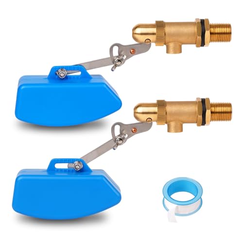 2 Pcs Brass Float Valve 1/2 Inch, Water Tank Float Valve Auto Fill | Adjustable Arm, Water Float Valve for Pond, Water Tank, Water trough, Water Feature, Swamp Cooler, Stock Tank, Fountain, Pool - style: 1/2 Inch