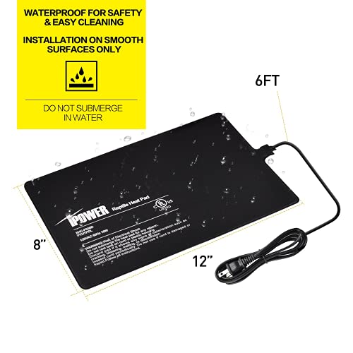 iPower 8X12 Inch Reptile Heat Pad Under Tank Heater Terrarium Warmer Heating Mat and Digital Thermostat Controller for Turtles Lizards Frogs and Other Small Animals - size: 8 X 12 Inch, style: Pad + Thermostat