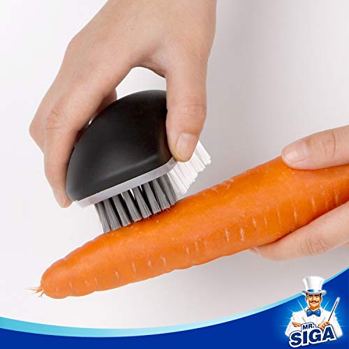 MR.SIGA Fruit and Vegetable Cleaning Brush with Non Slip Comfortable Grip | Potato scrubber brush, non slip fruit scrub brush - color: Black