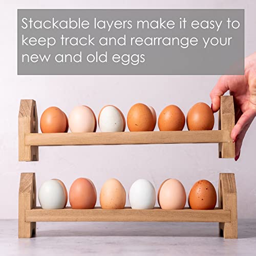 Farmhouse Stackable Wood Egg Holder - Fresh Egg Storage Rack (1)
