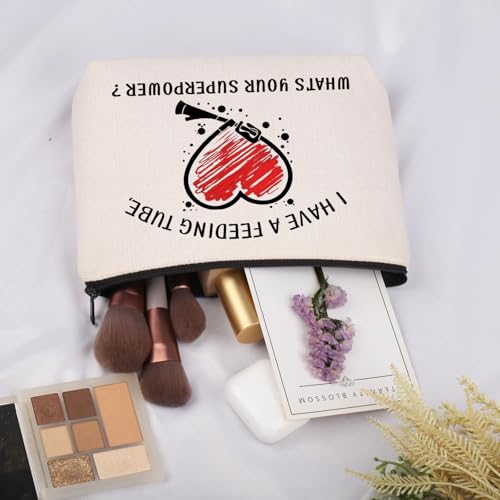 JNIAP Feeding Tube Awareness Gift I Have A Feeding Tube What's Your Superpower Cosmetic Bag Stomach Gift (Feeding Tube Bag)
