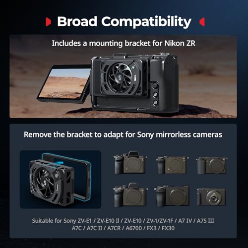 SMALLRIG Cooling Fan for Nikon ZR, Camera External Cooling System with Dual-Speed Modes, Snap-On Design, TEC Cooling Module, Compatible with SmallRig V-Mount Battery Plate - 5874 - style: for Nikon ZR