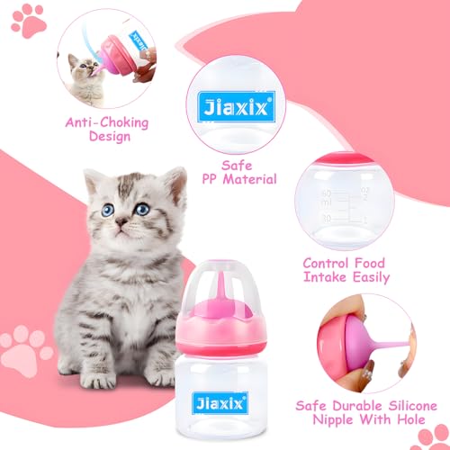 Pet Nursing Bottle Kit for Kitten Puppy,60mlCat Bottle Feeding Kit Nipple Kittens Syringe for Small Cat Dog Newborn Kitten Puppys Rabbits Squirrel Animals (Pink) - color: Pink