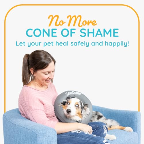 ZenPet Recovery Inflatable Collar for Dogs & Cats – Soft, Comfortable, Safe & Stress-Free Healing Alternative E-Collar After Surgery, Adjustable Donut Design, Secure Fit (XLarge) - size: X-Large
