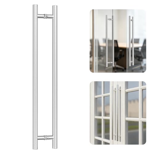 Ranbo 36" Door Pull Handle, 1.2mm 304 Stainless Steel, Brushed Nickel | 29-15/16" Hole Spacing, Fits 1/4"–3/4" Glass Doors and 1-3/8"–2-3/16" Wood Doors, for Entry, Commercial and Storefront Door - size: 36 inches/1.26 inches Cross Section Diameter