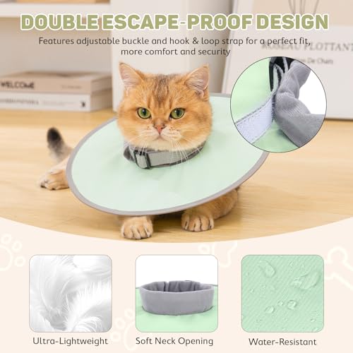 Avont Lightweight Waterproof Foldable Cone, Soft E-Collar - S Green | Neck up to 10.6", Width 3". Foldable soft cone for cats & small dogs, stops licking, waterproof, easy clean - color: Green, size: S