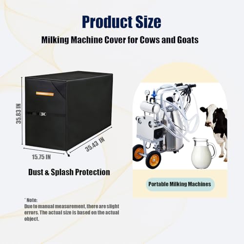 Milking Machine Cover for Cows and Goats, 35.4”x15.8”x35.8” | Universal Fit for Portable Milking Machines with 25L Stainless Steel Bucket (55KPA, 15000 RPM), Includes Vents & Handles