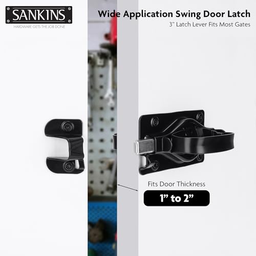 Gate Door Latch, Dual-Sided Operation, Heavy Duty Durable Gate Door Latches for Wooden, Vinyl, Metal Gates, Suitable for Inward and Outward Opening Gates, Enhanced Security with Lock, Black