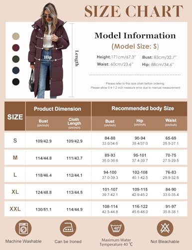 Women Long Puffer Coat Winter Warm Hooded Jacket Long Sleeve Parka Full Length Down Coats With Zip - color: Deep Purple, size: Small