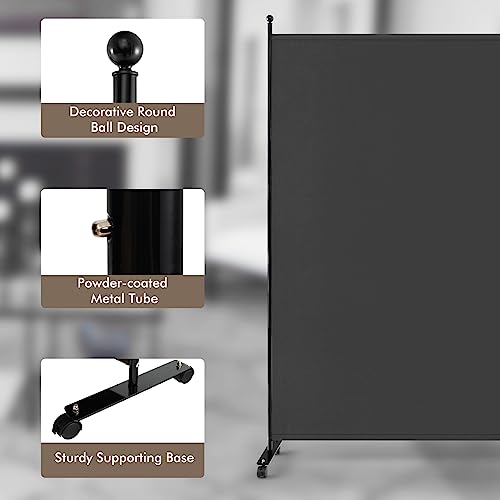 Giantex 73" x 73" Single Panel Room Divider with Wheels, Gray | Mobile Privacy Screen with Lockable Casters, Rolling Fabric Partition Wall for Home, Office, Studio - color: Grey, size: 73''W x 73''H (1 Panel)