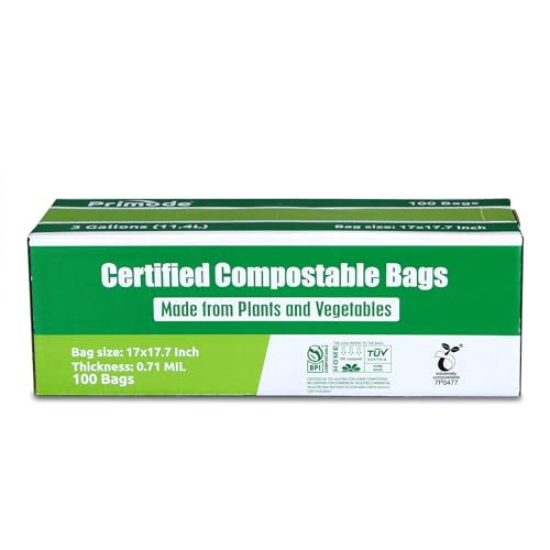 Compost Bags, Compostable Trash Bags 3 Gallon Compostable Bags Small Compost Bags for Countertop bin Extra Thick 0.71 Mil. ASTM D6400 Certified By BPI and TÜV AUSTRIA (3 Gallon, 100 Units) - size: 100 Count (Pack of 1), style: 3 Gallon