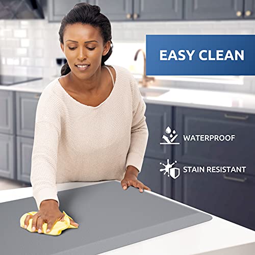 KitchenClouds Kitchen Mat Cushioned Anti Fatigue Rug 17.3"x28" Waterproof Non Slip Standing Desk Mat Comfort Floor Mats for Kitchen House Sink Office (Grey) | Water-Resistant, Non-Slip, Easy to Clean Comfort Floor Mat for Kitchen, Sink & Office, Multiple